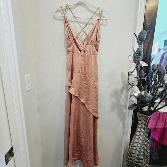 Mystic Los Angeles Blush Pink Full Length Pleated Formal Dress- Women's Small - Picture 2 of 4